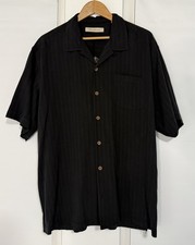 Camisa de campamento hawaiana bordada The Pool Man negra XL 100 % seda TOMMY BAHAMA para hombre
