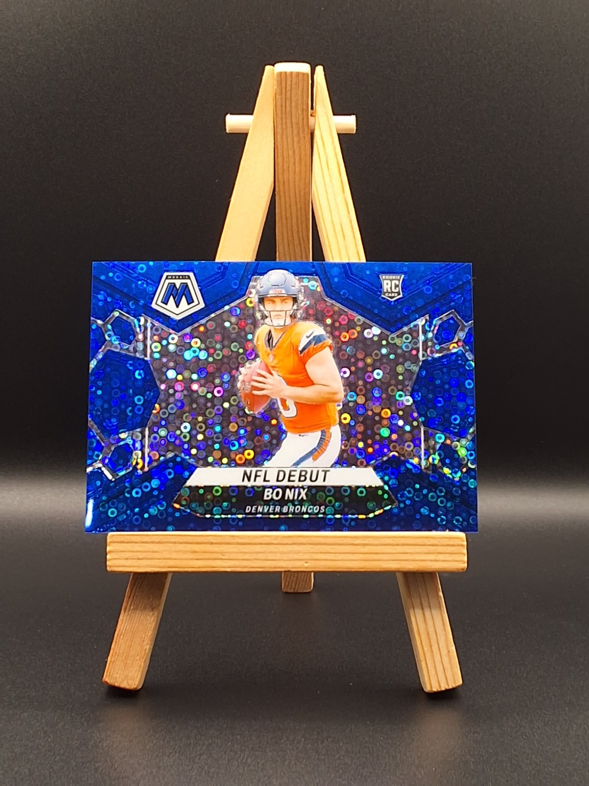 2024 Panini Mosaic - NFL Debut Bo Nix #271 No Huddle Blue Mosaic Prizm /75 (RC)