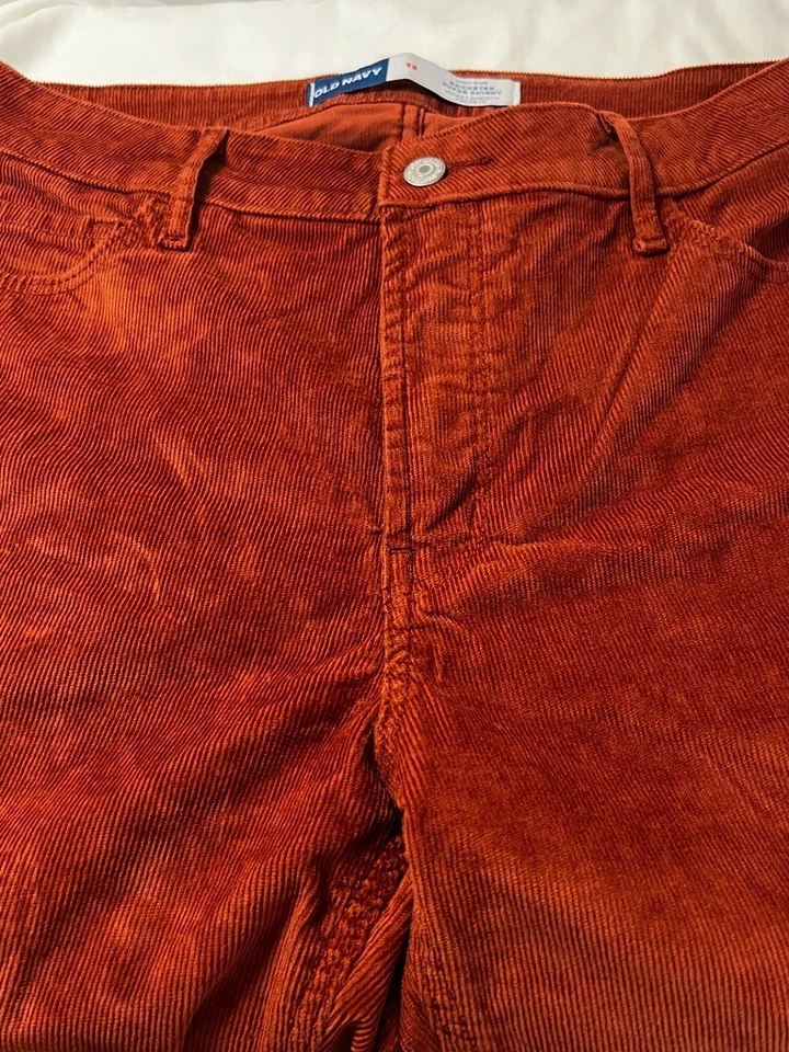 Pantalones de pana de tiro alto Rockstar azul marino antiguo para mujer mezcla de algodón súper ajustados talla 12 Foto 4 de 4