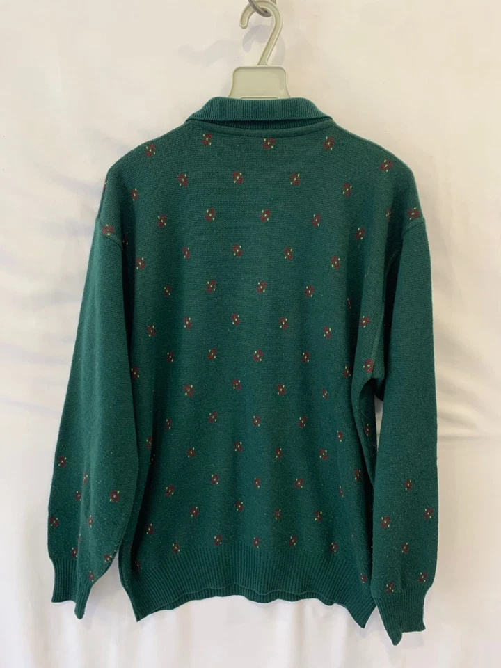 Robe di Kappa Made in Italy Wool Blend Knit Polo Sweater Green Pattern Size M#30 - Image 2 of 4