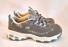 SKECHERS D'Lites Womens Lace Up Trainers in Grey Uppers & Sparkles Size 4.UK