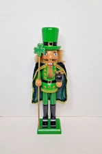 Leprechaun Nutcracker with Shamrock Staff and Pot of Gold