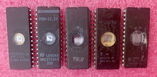 Lot of Five (5) 2764 64K EPROMs erased,  blank checked. Various makers FREE SHIP