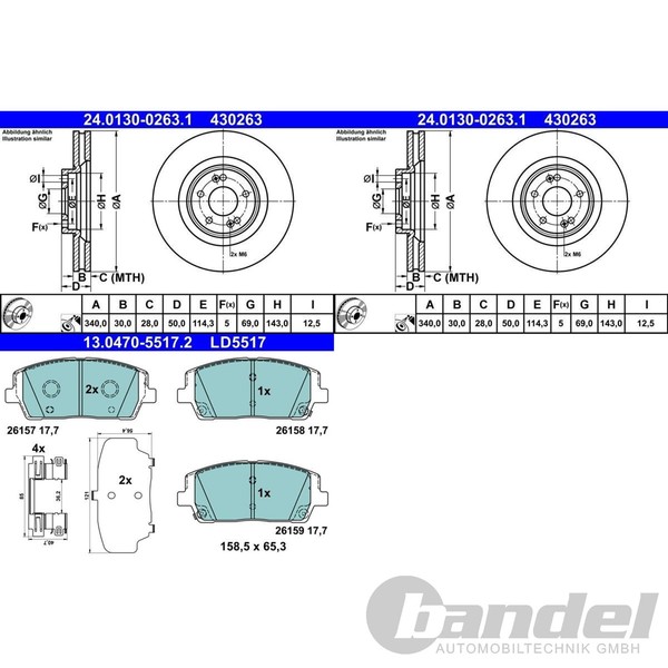 ATE Bremsscheiben 340Mm + Ceramic BelÄGe Vorne Passend FüR Hyundai Santa FE 4 TM-image