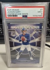 2025 Panini Mosaic Center Stage Mosaic Jaxson Dart #7 White Prizm /25 (RC) PSA 9