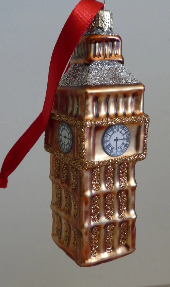 Juego de 3 adornos de vidrio HARRODS NUEVOS en caja icónica cabina telefónica Big Ben buzón 60 Foto 3 de 4