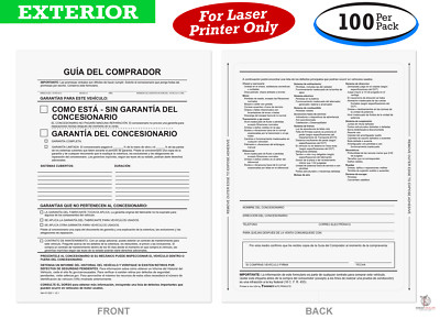 Exterior Spanish Vehicle Buyers Guides - (100 Packs)