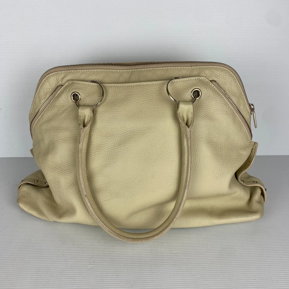 Розовый корпорации Дамская сумка женщин кремовый бежевый натуральной кожи замок акцент - Изображение 3 из 4