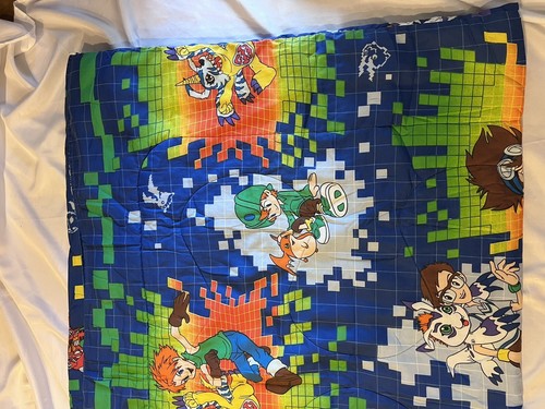 Vintage 90s Digimon Reversible Twin Size Hongo Anime Blanket Comforter Bedspread - Picture 13 of 14
