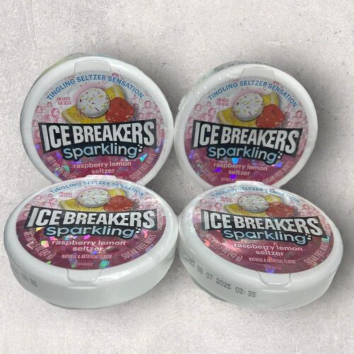 4 x Ice Breakers Sparkling Raspberry Lemon Seltzer Sugar Free Mints 1.5oz 7/25