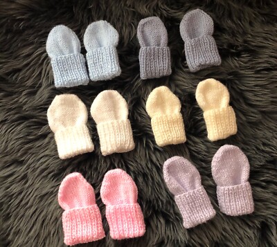 Hand Knitted baby mittens Preemie premature early baby up to