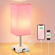 Touch Control Bedside Lamp - 3-Way Dimmable Table Lamps with USB C+A Port