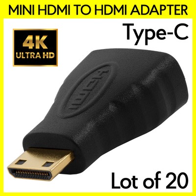 20PCS Mini HDMI Type C Male to Standard HDMI Female Adapter Connector Converter