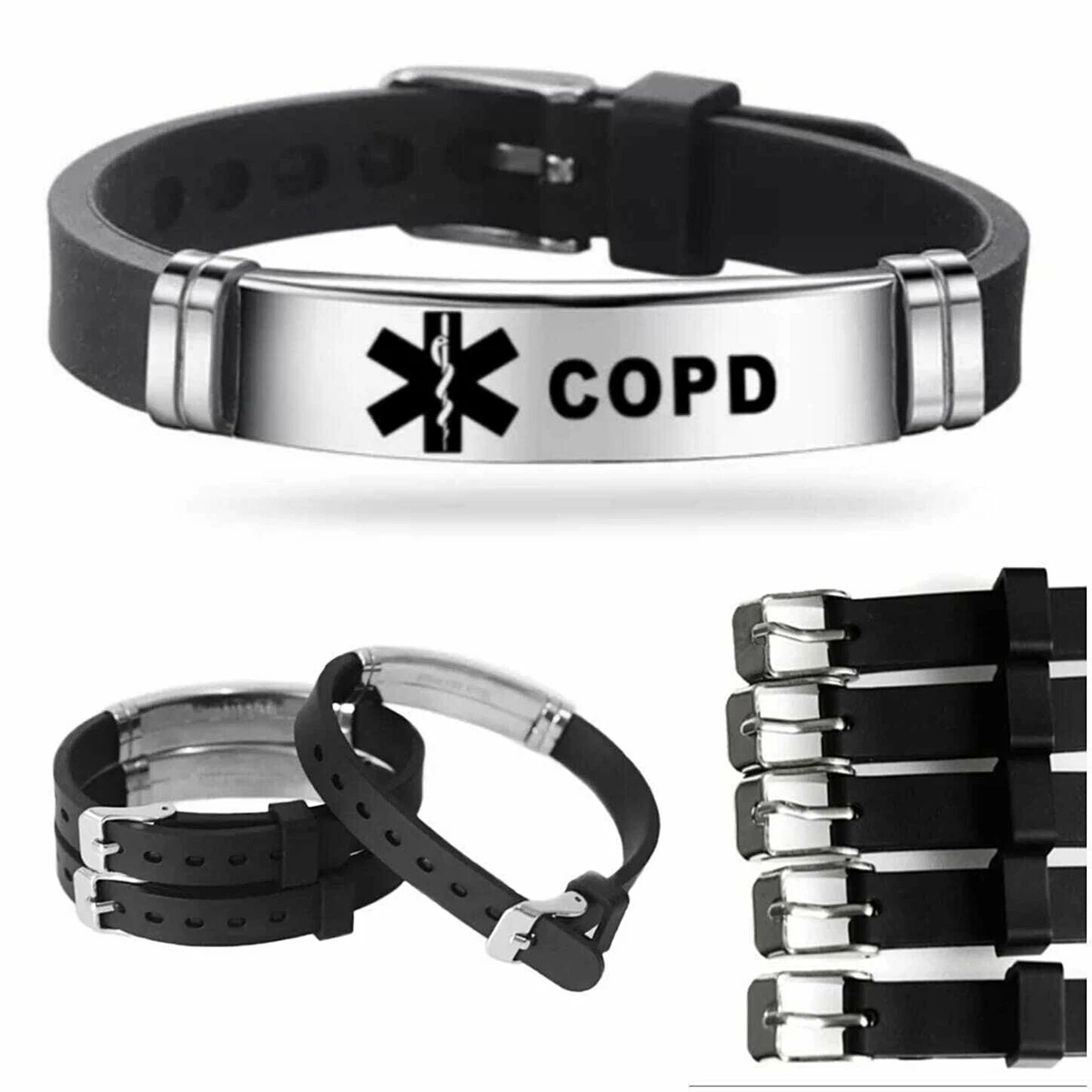 COPD Medical Alert Bracelet Stainless Steel Adjustable Survival