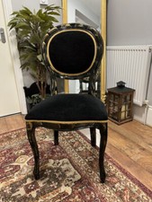 ITALIAN DINING CHAIRS IN VERSACE STYLE MEDUSA HEAD FABRIC IN BLACK AND GOLD