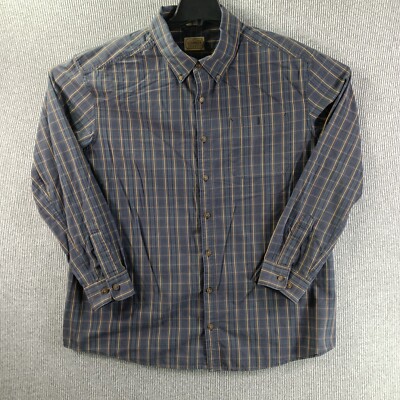 CE Schmidt Workwear Casual Button Down Shirt Men 2XLT Blue Plaid Outdoors Rugged