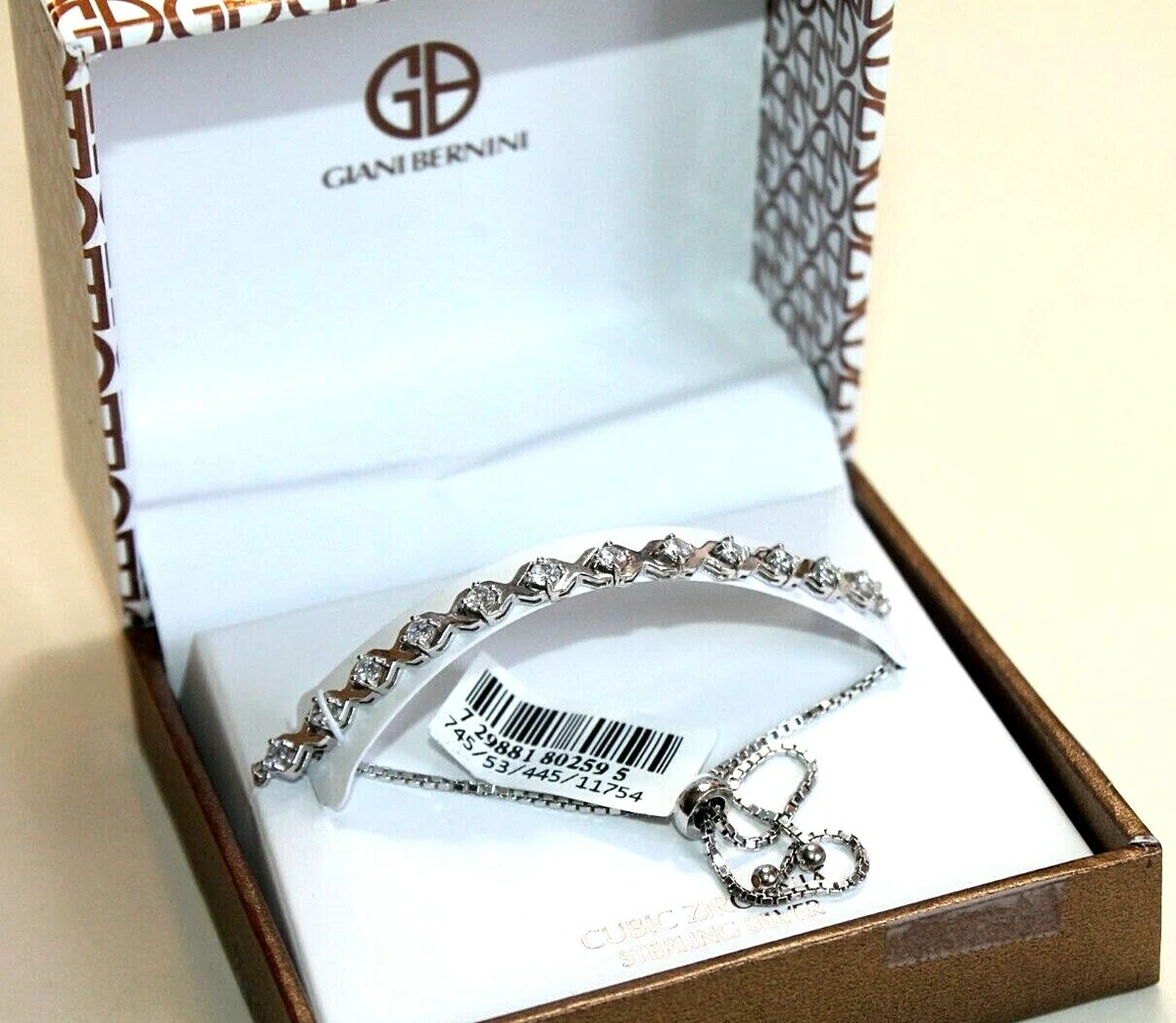 Giani Bernini Bracelet sterling silver .925 cubic zirconia Pull chain adjustable