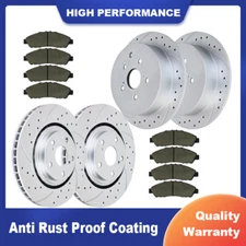 Front Rear Slotted Rotors Brake Pads for Toyota Highlander Sienna RX350 RX450H