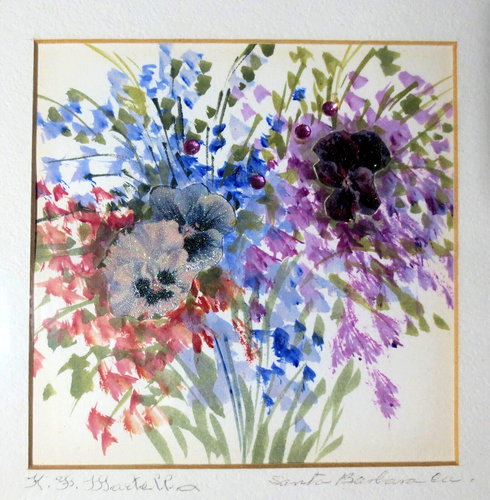 KNOWN ARTIST KASANDRA MARTELL SIGNED ORIG "FLOWERS w GEMS" MIXED-MEDIA PAINTING - Picture 2 of 22