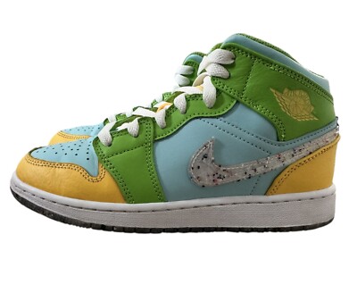 Nike Air Jordan 1 Mid SE Recycled Grind ältere Kinder Grundschule Turnschuhe UK 3,5