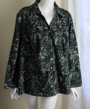 Cj Banks Sz 3x Mix Of Greens Gorgeous Moleskin Jacket Pocketed Side Seam