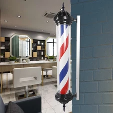 40" Barber Pole LED Light Red White Blue Stripes Rotating Metal Hair Salon Shop