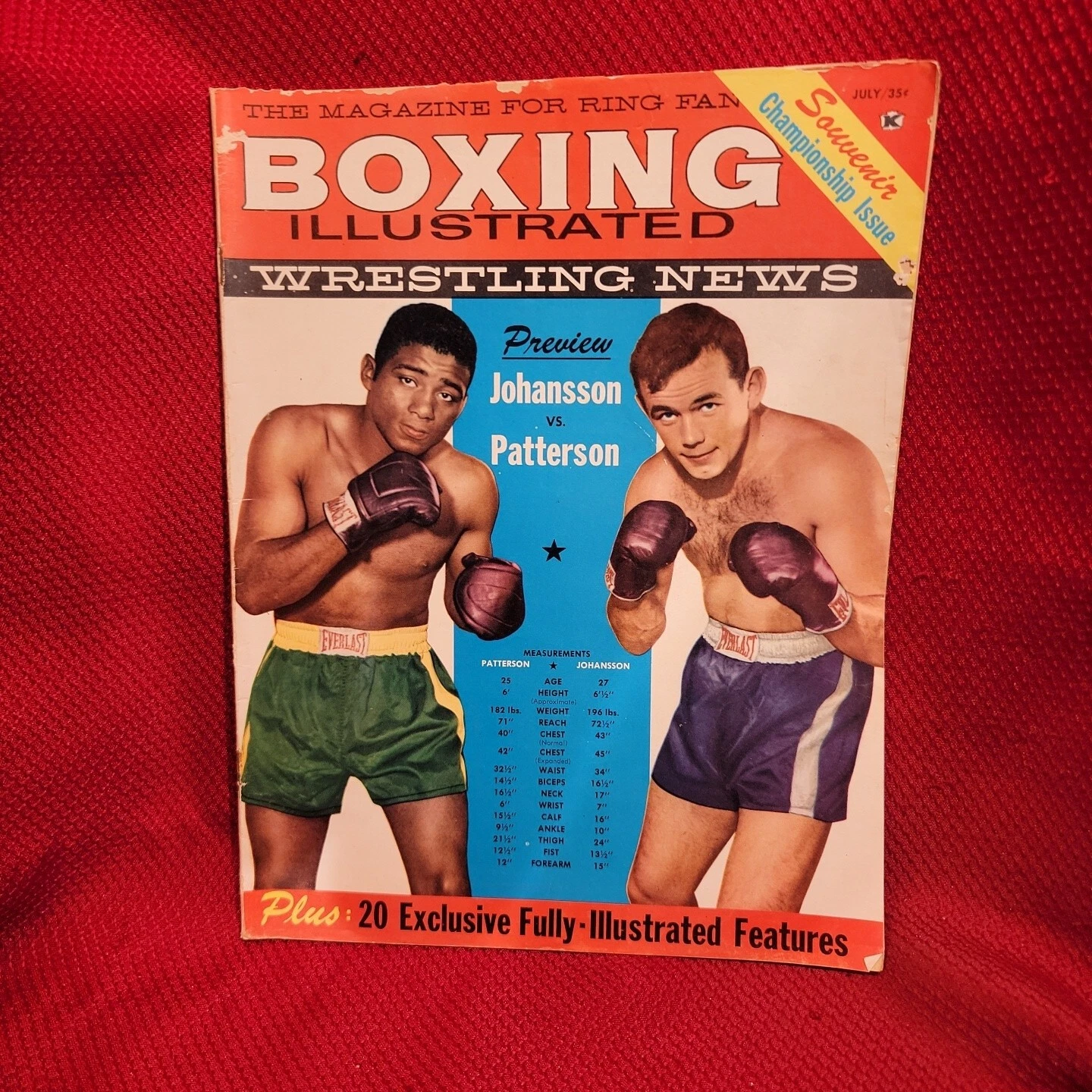 BOXING ILLUSTRATED WRESTLING NEWS MAGAZINE mclarnin patterson VTG ads JUL 1960 - 画像1/19