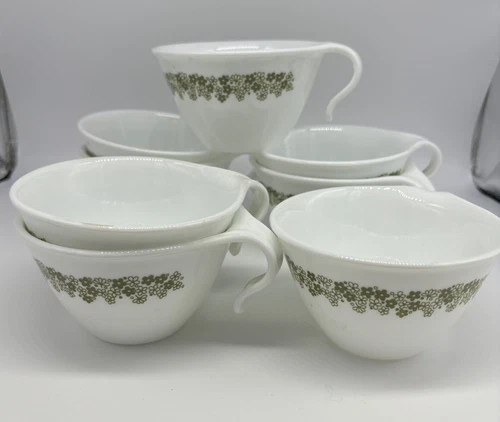 8 VTG Corelle Livingware Spring Blossom Crazy Daisy Coffee/Tea Cups Hook Handle