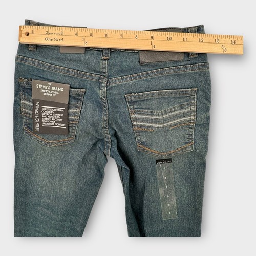 Steves Jeans Boys Size 8 Denim Pants Dark Wash Blue Comfort Stretch - Picture 4 of 7