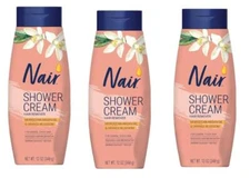BL Nair Hair Remover Shower Cream Moroccan Argan Oil 12oz each *Three Pack*