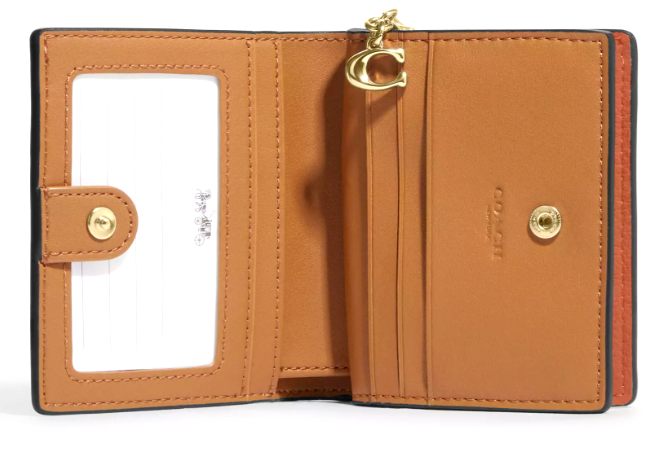 🧡Coach Snap Wallet - C2862 Sunset (Orange) Pebbled Leather w/C