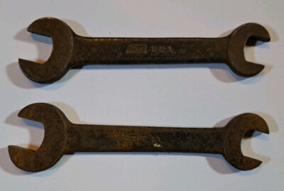 Pair Vintage Ford USA ''Raised'' M Open End Wrench 9/16'' and 5/8'' READ