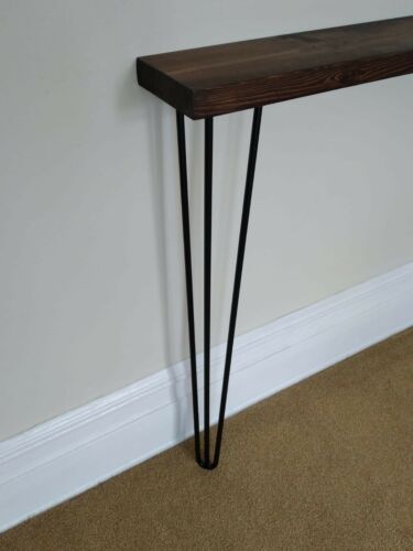 Solid Wood Narrow Hairpin Console Table - Various Sizes & Colours - Made in UK - Picture 6 of 18