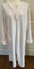 Miss Elaine Large Pink Full Zip Robe House Coat Tassel Embroidered Flowers