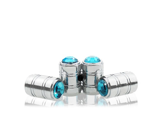 Turquoise Blue Crystal Locking AntiTheft Chrome Metal Tire Air Valve Stem CapE eBay