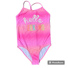 bmagical by btween Girl's Pink Sparkle "Hello Weekend" 1 piece Swimsuit sz 12