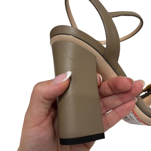 $1290 Gucci Beige Leather Gold GG Marmont Lifford Ankle Wrap 105MM Sandals 36/6 - Picture 10 of 14
