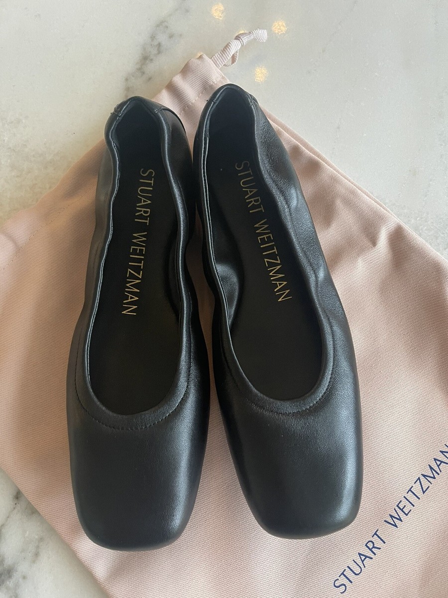 フラットシューズ Stuart Weitzman Maven Black Leather Ballerina Stuart Weitzman Maven Suede Buckle Mary Jane Ballerina Flats