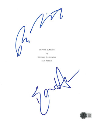 RICHARD LINKLATER & ETHAN HAWKE SIGNED 'BEFORE SUNRISE' MOVIE SCRIPT BECKETT COA