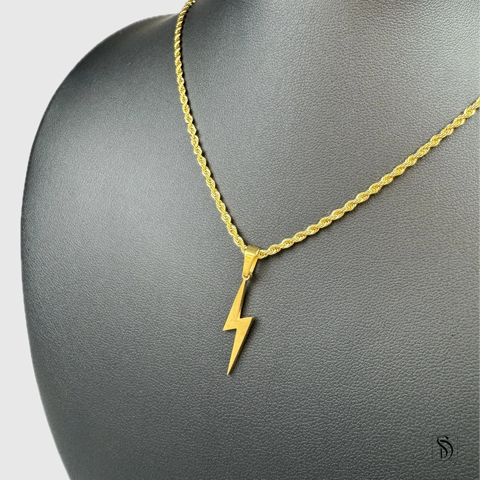 Collier pendentif foudre en or 18 carats, acier inoxydable 18 carats premium petit charme