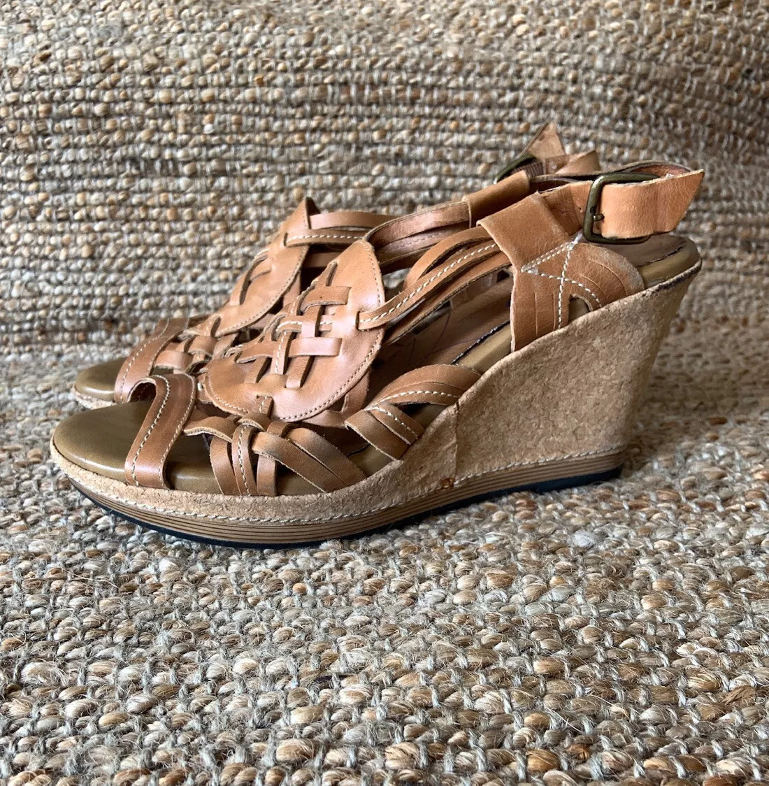 by Clarks womens shoes wedge heels sandal brown Size 10M eBay