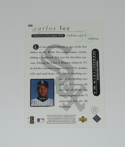 CARLOS LEE SIGNED AUTO'D 1998 UPPER DECK CARD #556 CHICAGO WHITE SOX ASTROS RC - Picture 2 of 2