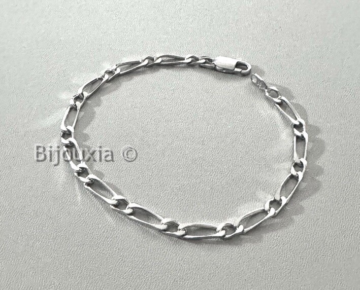 Bracelet en argent massif maille Figaro 1-1, le cadeau mémorable pour homme