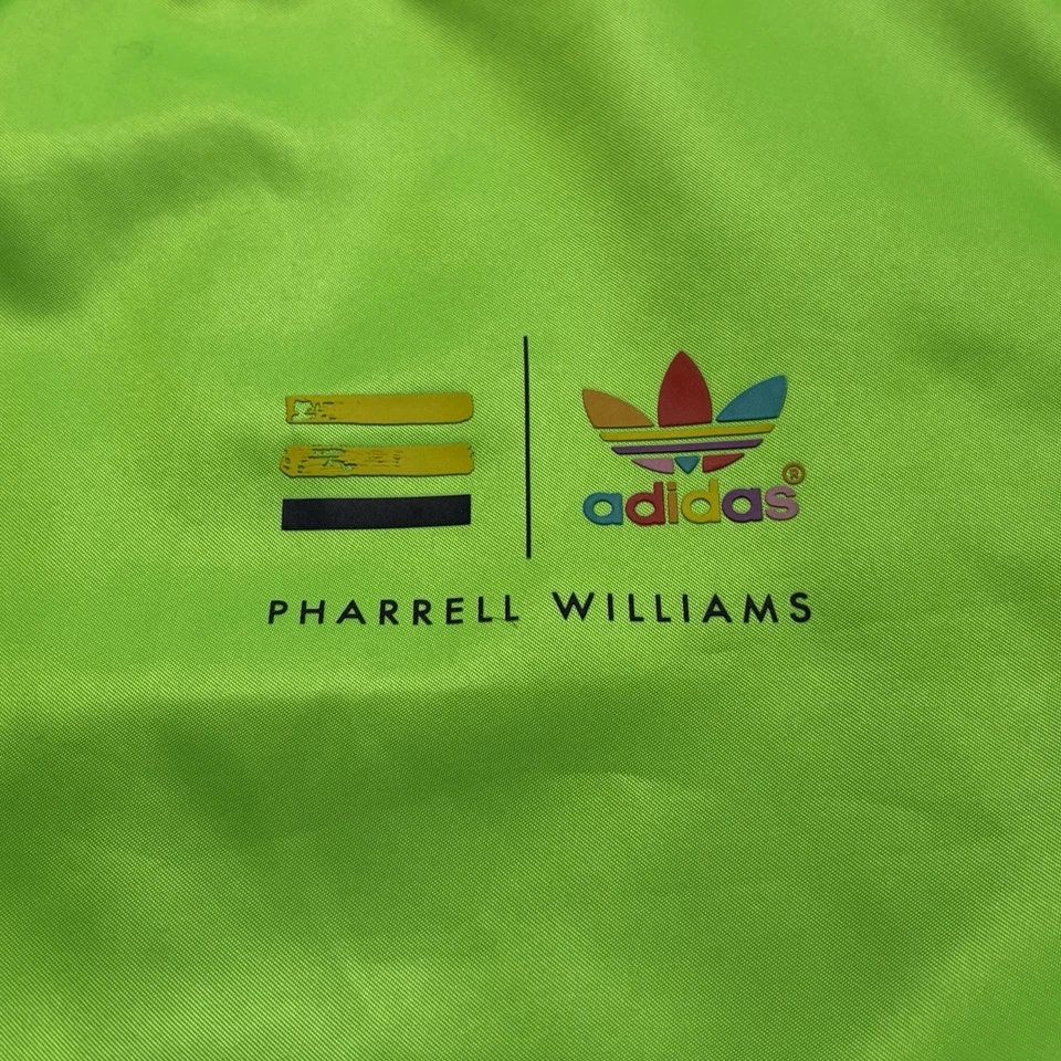 尺寸 M- Adidas Pharrell Williams 条纹缎面飞行员夹克男式绿色嘻哈 — 第 4/4 张图片