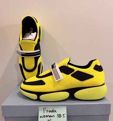 PRADA Cloudbust Women's Yellow/Black Knit Low Top Sneaker (1E293I) size 38.5