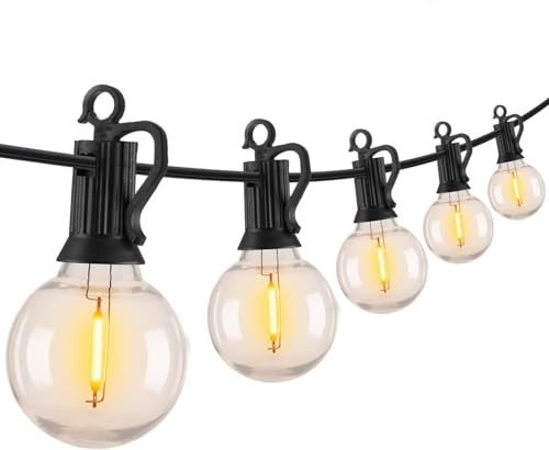 Уличные гирлянды Brightown длиной 100 ФУТОВ, 50 светодиодных ламп G40 Globe - Черный