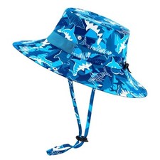 Kids Sun Hat Adjustable Kids Sun Protection Hat Breathable 2-9 Years Shark Blue