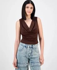 Bar III Women's Top Sz XS Petite Sleeveless Cowlneck