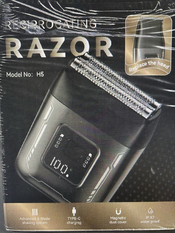 Scrorui H5 Men's Electric Facial Shaver 3-Blade Foil Head Cordless Type-C LED