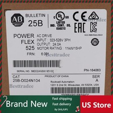 2022 Allen Bradley 25B-D024N104 /A Powerflex 525 AC Drive 15HP Surplus SEALED